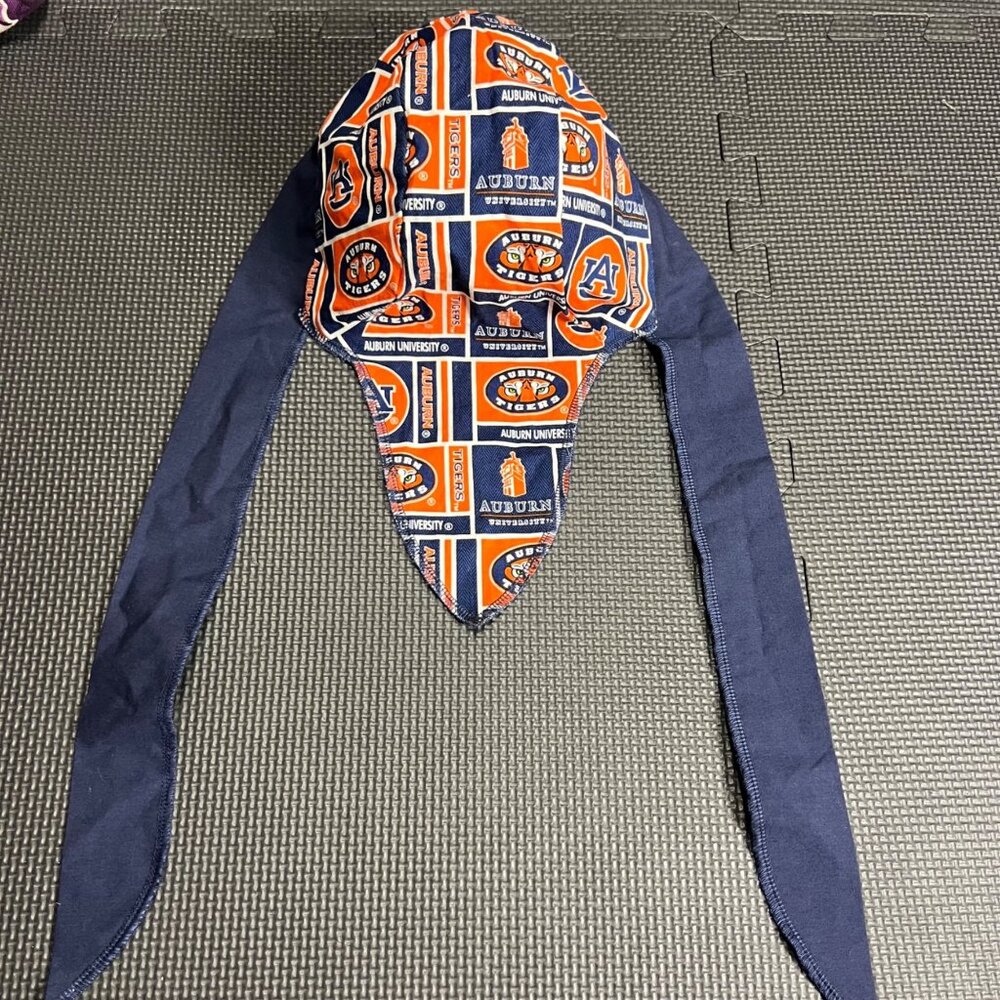 Auburn University Tigers Logo Tie-Back Bandana Head Cover Hat Navy & Orange